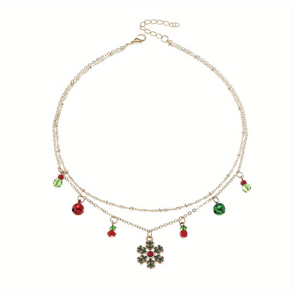 Fashionable Bell Snow Necklace Double Layer Clavicle Chain Women's Festival Accessories Perfect Gift for Birthday