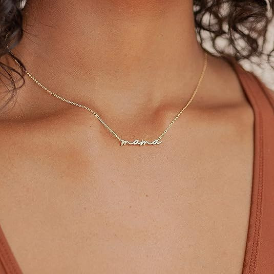 Mama Necklaces for Women, Gifts for Mother, 14K Gold Plated Dainty Necklace Non Tarnish Jewelry, Gifts for New Mom