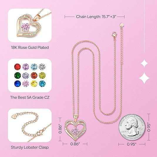 18K Rose Gold Necklaces for Women Birthday Gifts for Women Jewelry for Women Birthday Gifts for Wife Girlfriend Daughter Wife Birthday Gifts for Anniversary Mothers Day Christmas Valentines Gifts