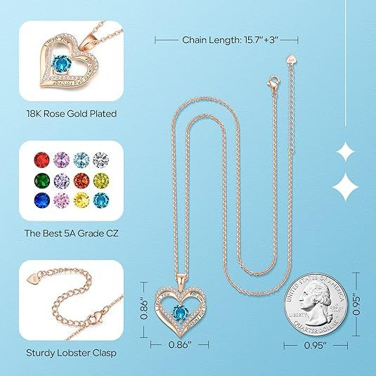 18K Rose Gold Necklaces for Women Birthday Gifts for Women Jewelry for Women Birthday Gifts for Wife Girlfriend Daughter Wife Birthday Gifts for Anniversary Mothers Day Christmas Valentines Gifts