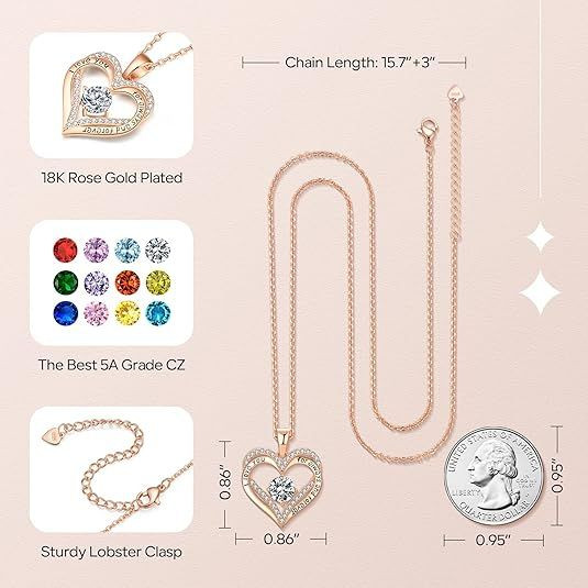 18K Rose Gold Necklaces for Women Birthday Gifts for Women Jewelry for Women Birthday Gifts for Wife Girlfriend Daughter Wife Birthday Gifts for Anniversary Mothers Day Christmas Valentines Gifts