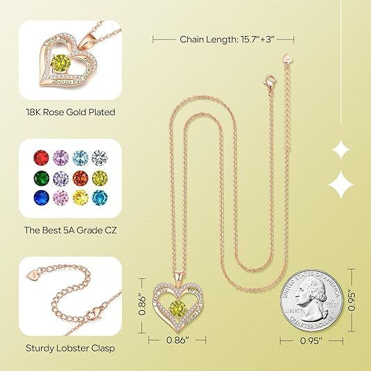 18K Rose Gold Necklaces for Women Birthday Gifts for Women Jewelry for Women Birthday Gifts for Wife Girlfriend Daughter Wife Birthday Gifts for Anniversary Mothers Day Christmas Valentines Gifts