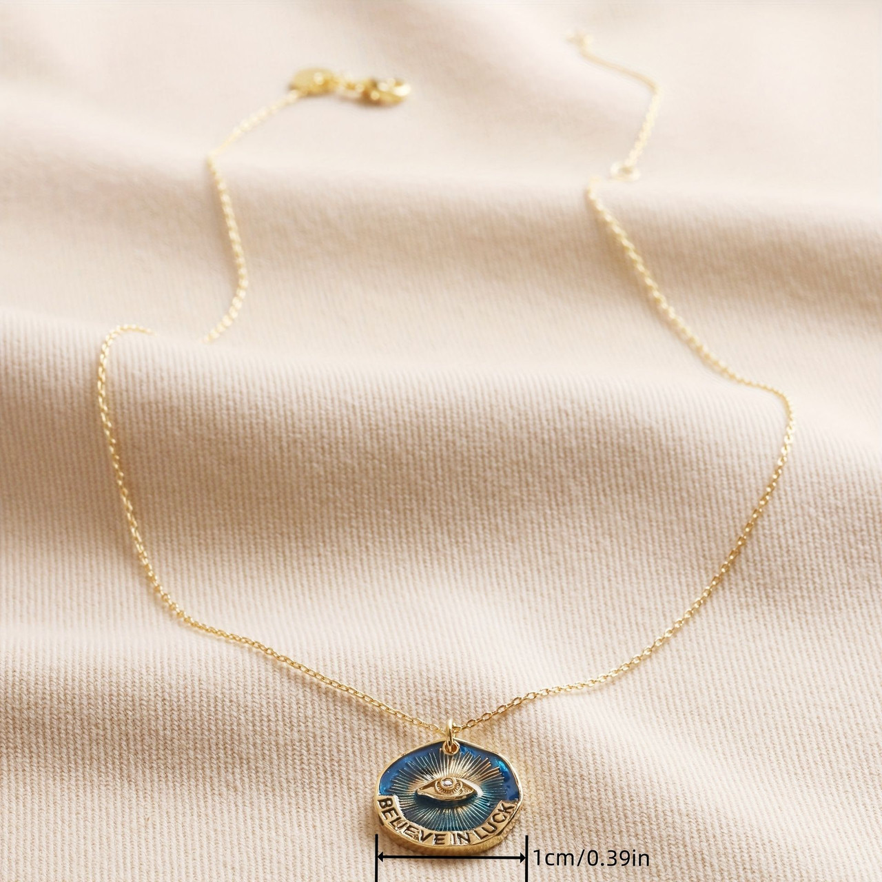 Women Necklace Believe in Luck Devil's Eye Letter Pendant Necklace with Blue Craftsmanship Clavicle Necklace Suitable Gift for Halloween Christmas Festival