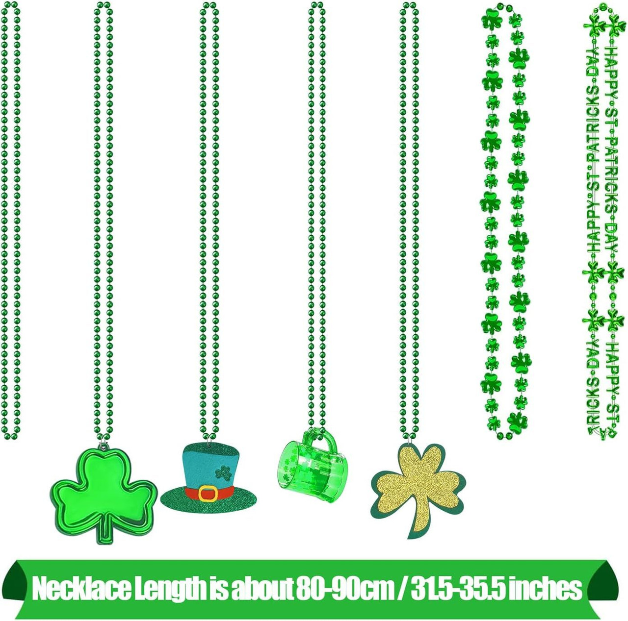 St Patricks Day Necklace Shamrock Necklace Bulk St Patricks Day Accessories for Women Green Beads St Pattys Accessories Decorations Party Favor