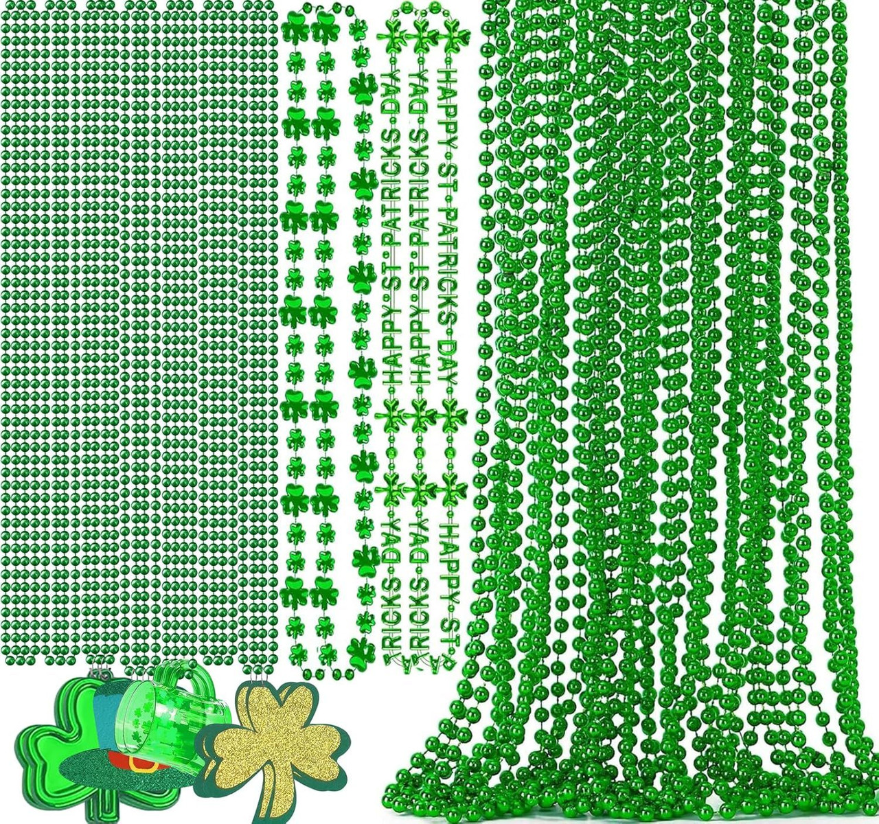 St Patricks Day Necklace Shamrock Necklace Bulk St Patricks Day Accessories for Women Green Beads St Pattys Accessories Decorations Party Favor