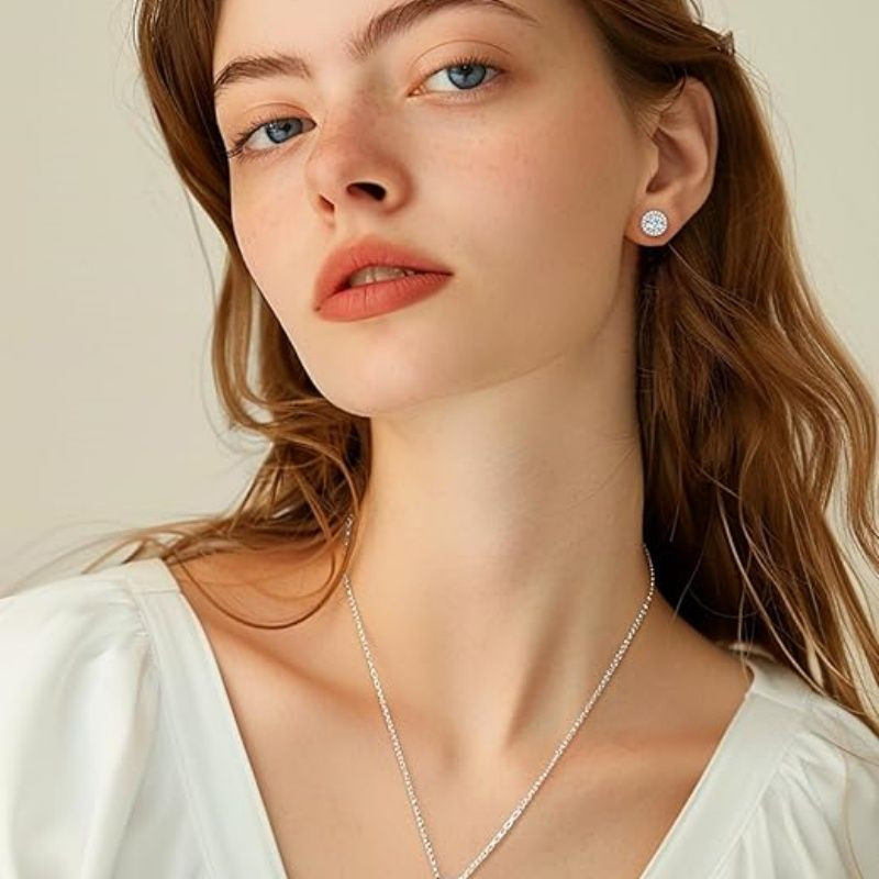 Sparkling 925 Sterling Silver Birthstone Necklaces for Women, Created Heart/Round/Teardrop/Square Crystal Solitaire Pendant Diamond Necklace, Great Birthday/Anniversary/Wedding Gifts