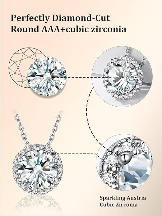 Sparkling 925 Sterling Silver Birthstone Necklaces for Women, Created Heart/Round/Teardrop/Square Crystal Solitaire Pendant Diamond Necklace, Great Birthday/Anniversary/Wedding Gifts