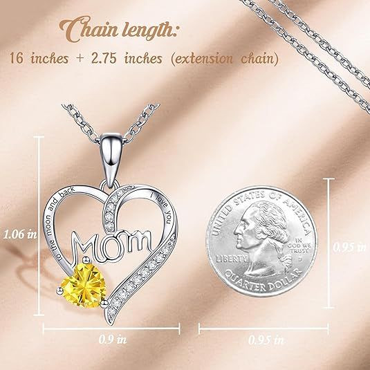 Female Love Pendant Necklace, Mother's Day Gift for Mom, I Love Mom (Comes with Gift Box)
