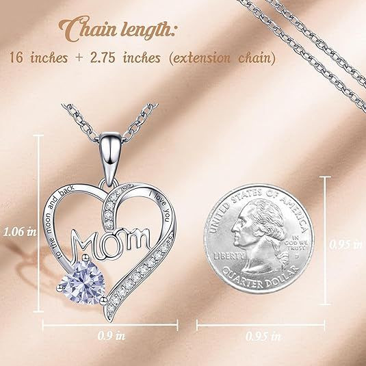 Female Love Pendant Necklace, Mother's Day Gift for Mom, I Love Mom (Comes with Gift Box)