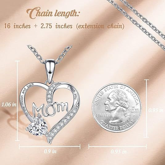Female Love Pendant Necklace, Mother's Day Gift for Mom, I Love Mom (Comes with Gift Box)