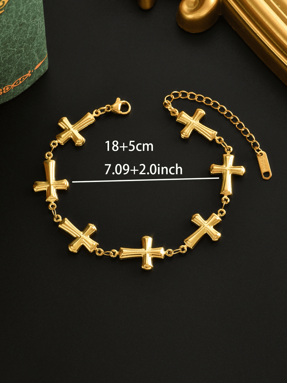 Vintage Gothic Cross Flower Chain Bracelet For Men Women, Punk Hip Hop Retro Silver Plated Stainless Steel Link Bracelet, Rock Streetwear Adjustable Wristband Jewelry Gift
