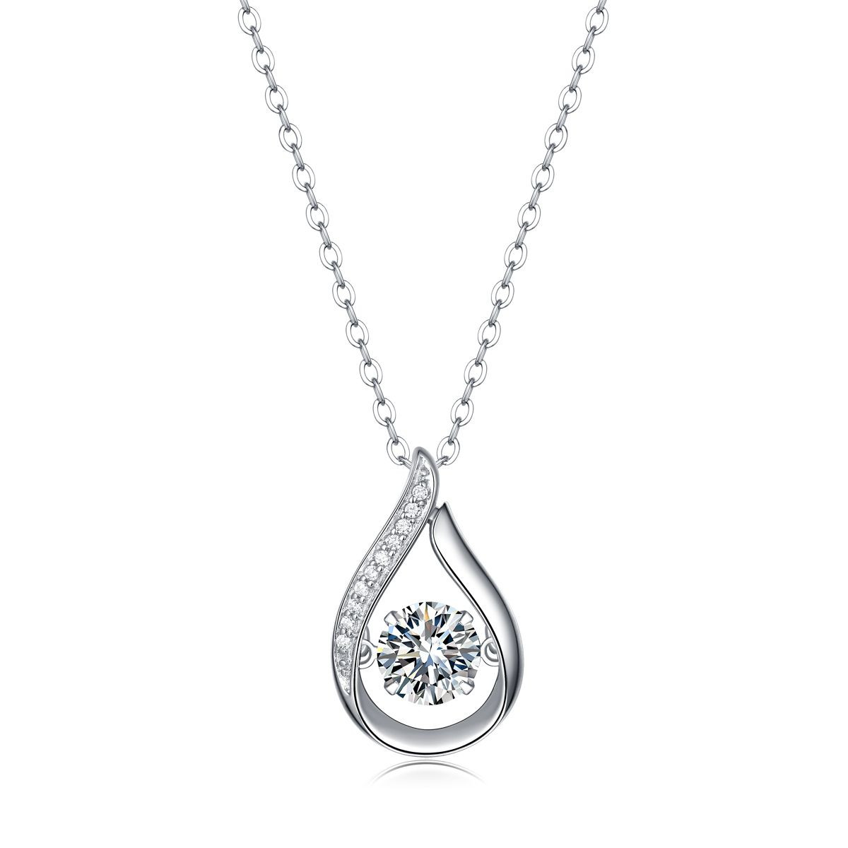 Dynamic - Fashionable and trendy jewelry set with 1-carat Moissan diamond S925 sterling silver, affordable diamond necklace pendant