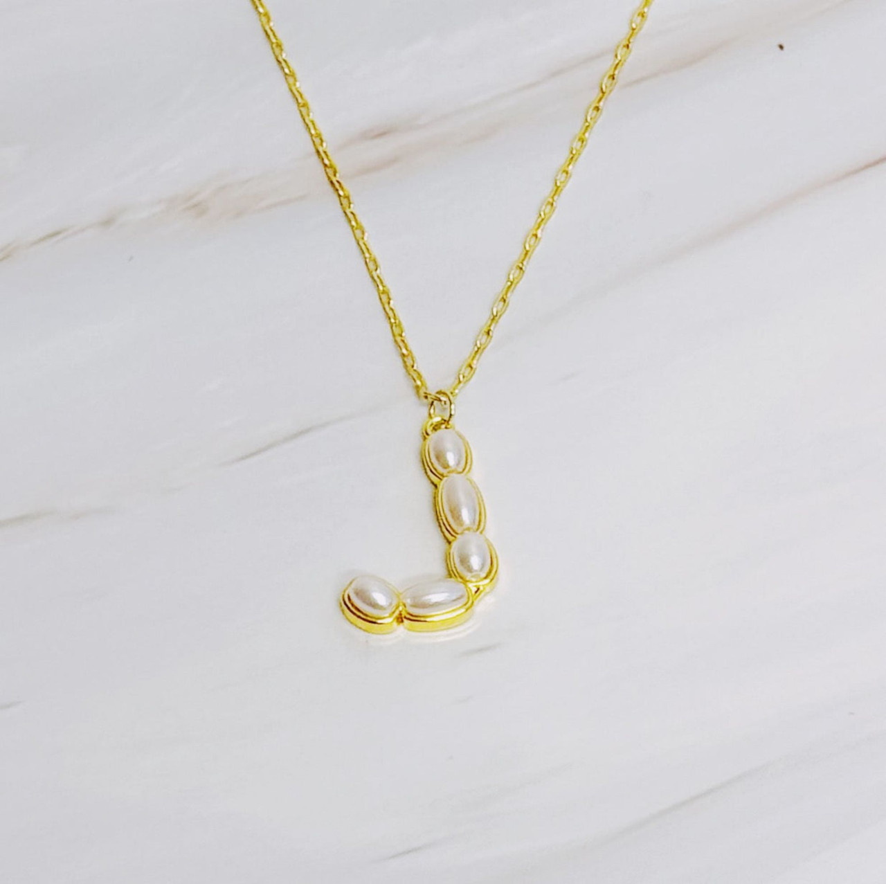 Pearl Mosaic Initial Pendant Necklace