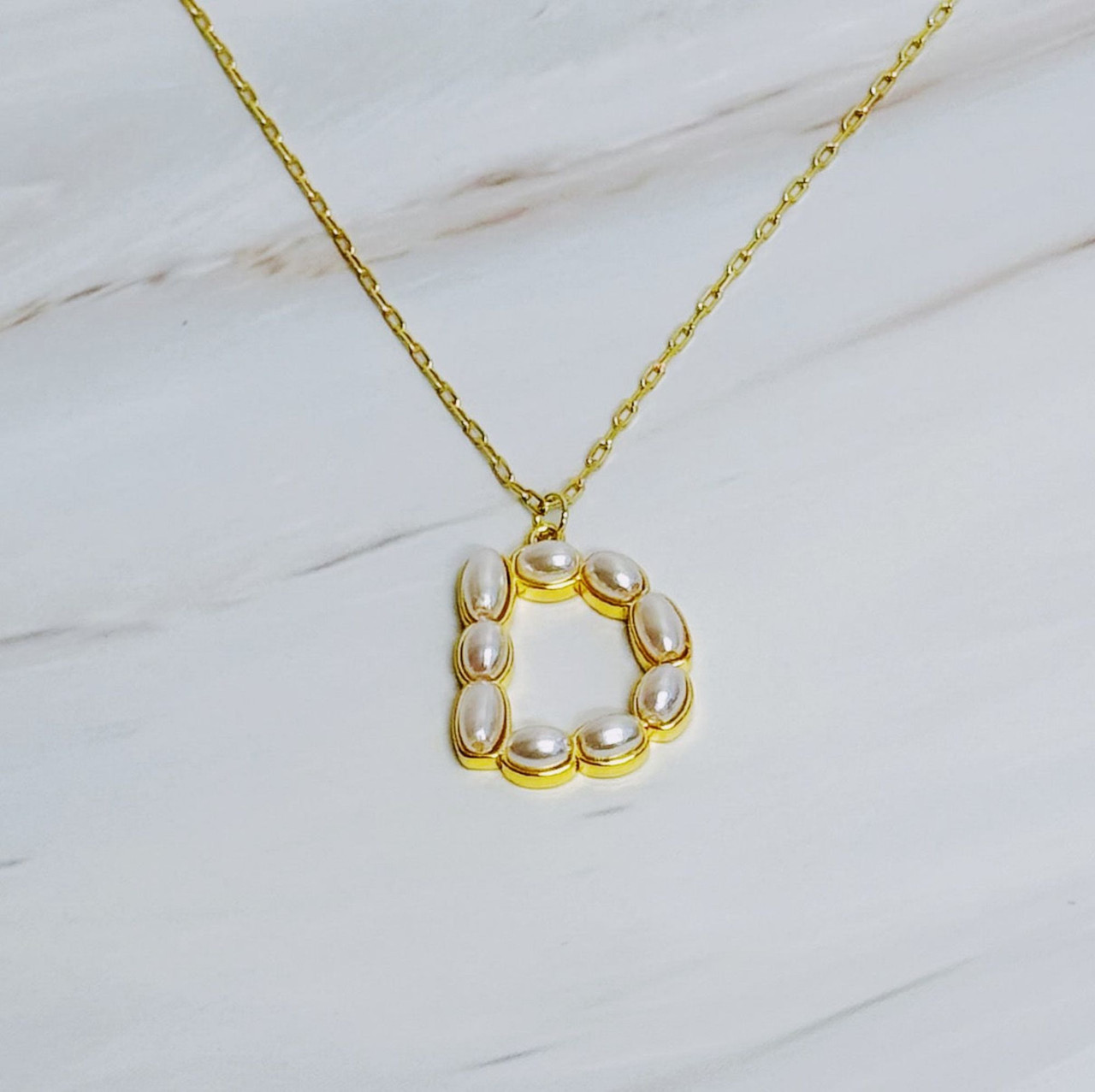 Pearl Mosaic Initial Pendant Necklace