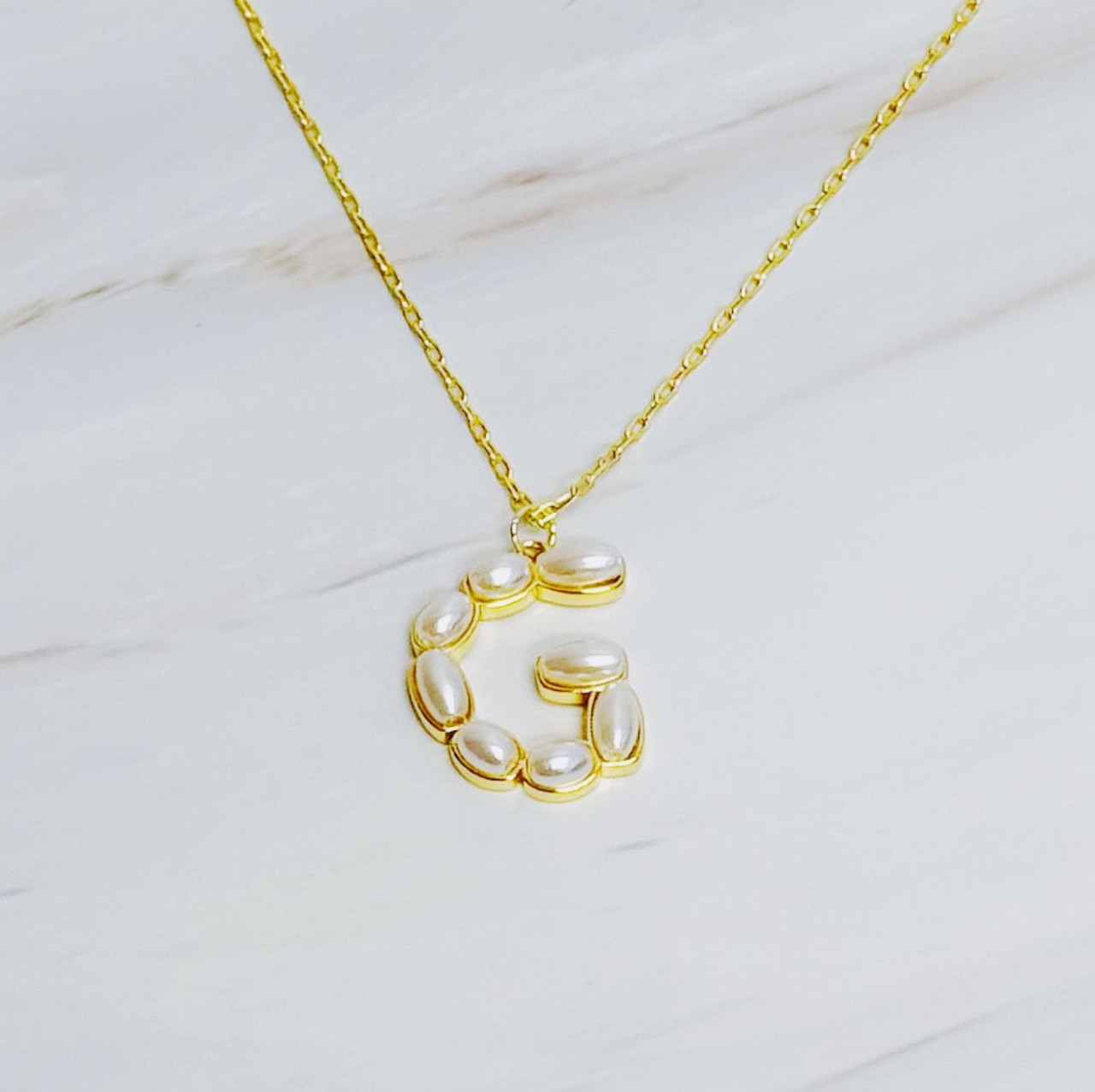 Pearl Mosaic Initial Pendant Necklace