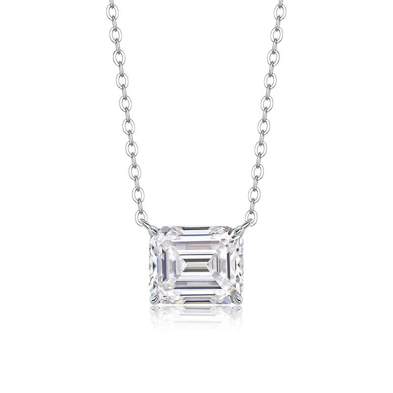 Mirage in the Mirror - A fashionable and trendy jewelry necklace pendant set with octagonal 9*11 Moissanite S925 sterling silver and platinum-plated diamond