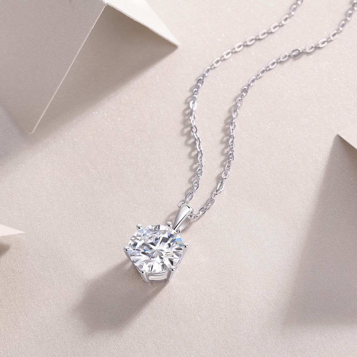 Qingfeng - Fashionable and trendy jewelry, affordable diamond necklace pendant set with 1-carat, 2-carat and 3-carat Moissanite S925 sterling silver