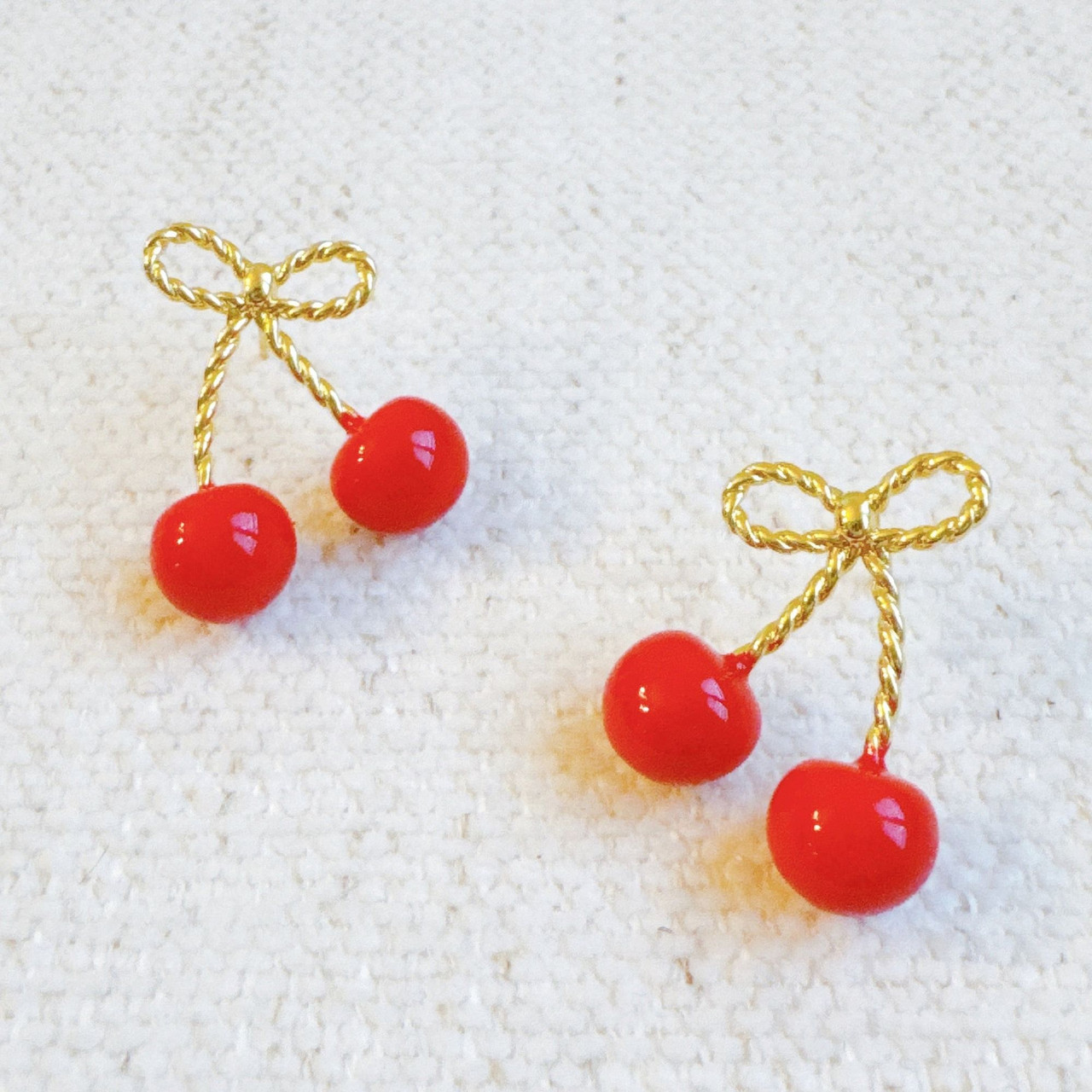 Bow And Cherry Earrings