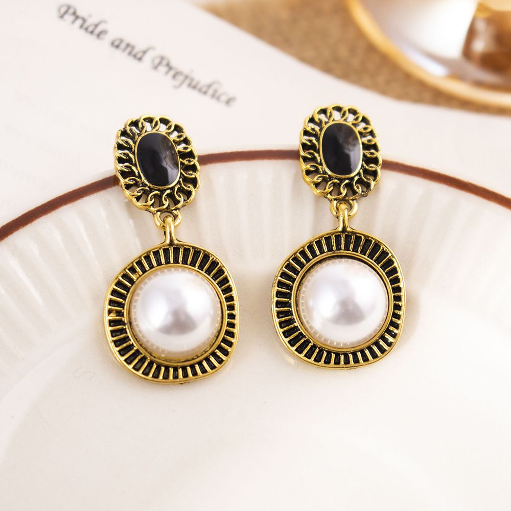 Vintage Black Onyx Teardrop Dangle Earrings for Women, 14K Gold Plated Twisted Knot Drop Earrings, Elegant Retro Black Stone Long Tassel Earrings Formal Party Wedding Jewelry Gift