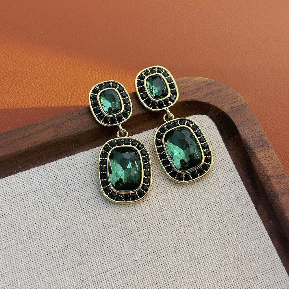 Vintage Black Onyx Teardrop Dangle Earrings for Women, 14K Gold Plated Twisted Knot Drop Earrings, Elegant Retro Black Stone Long Tassel Earrings Formal Party Wedding Jewelry Gift