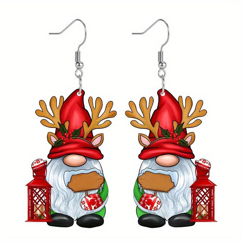 4Pairs Acrylic Earring Set Unique Fun Holiday Fashion Accessories Party Decorations Christmas Gift for Women