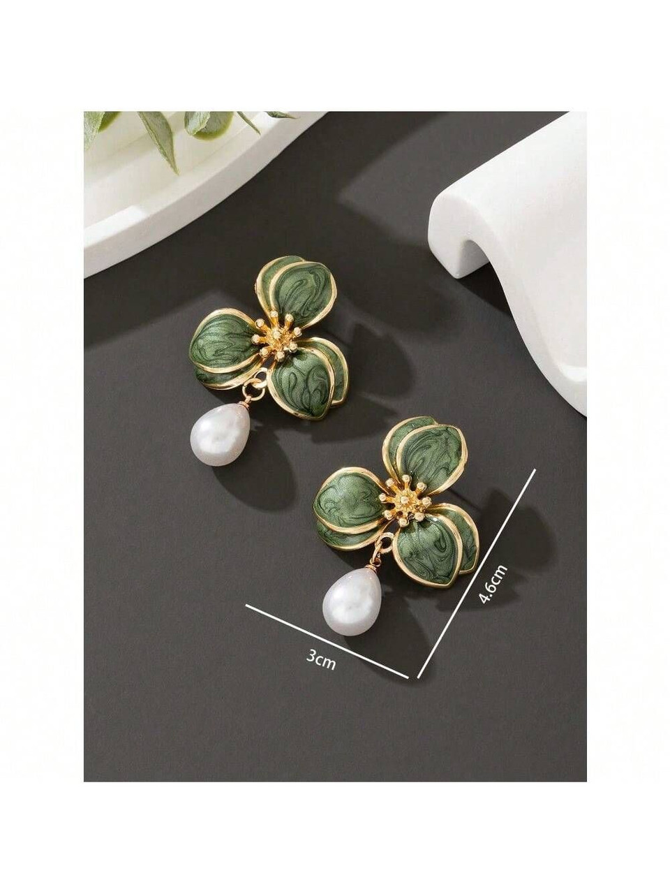 1pair Lovely Seaside Floral Drop Stud Earrings For Women