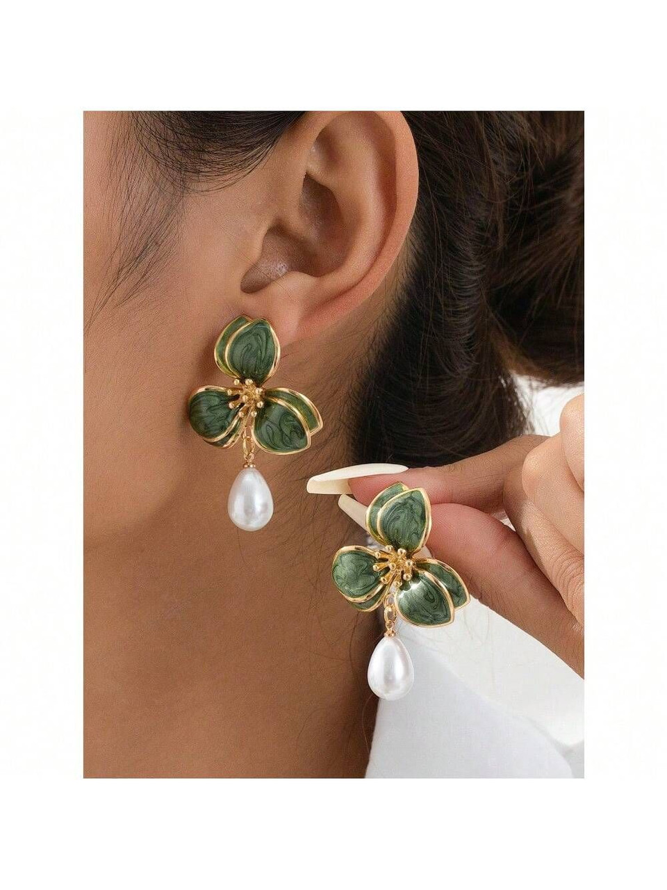 1pair Lovely Seaside Floral Drop Stud Earrings For Women