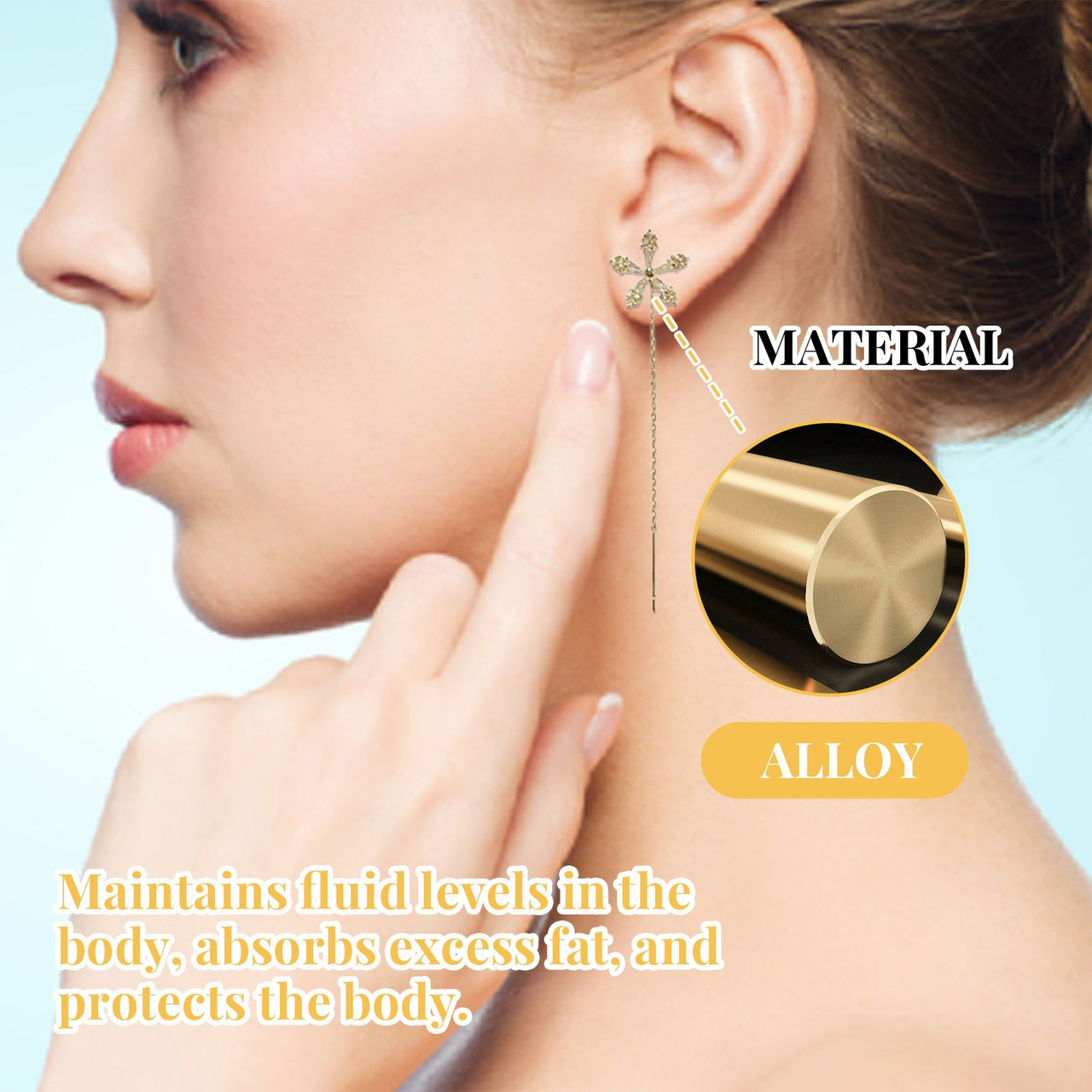 Hoexe Sweet Crystal Flower Long Earrings, Ear Acupoint Earrings Niche Fashion Small Fresh And Cute Earrings