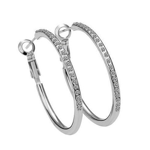 Hoop Earrings with Crystals in 18kt GF White, Yellow or Rose Gold