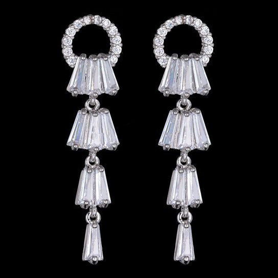 Kayli Chandelier Earrings With Slender Crystal Baguettes