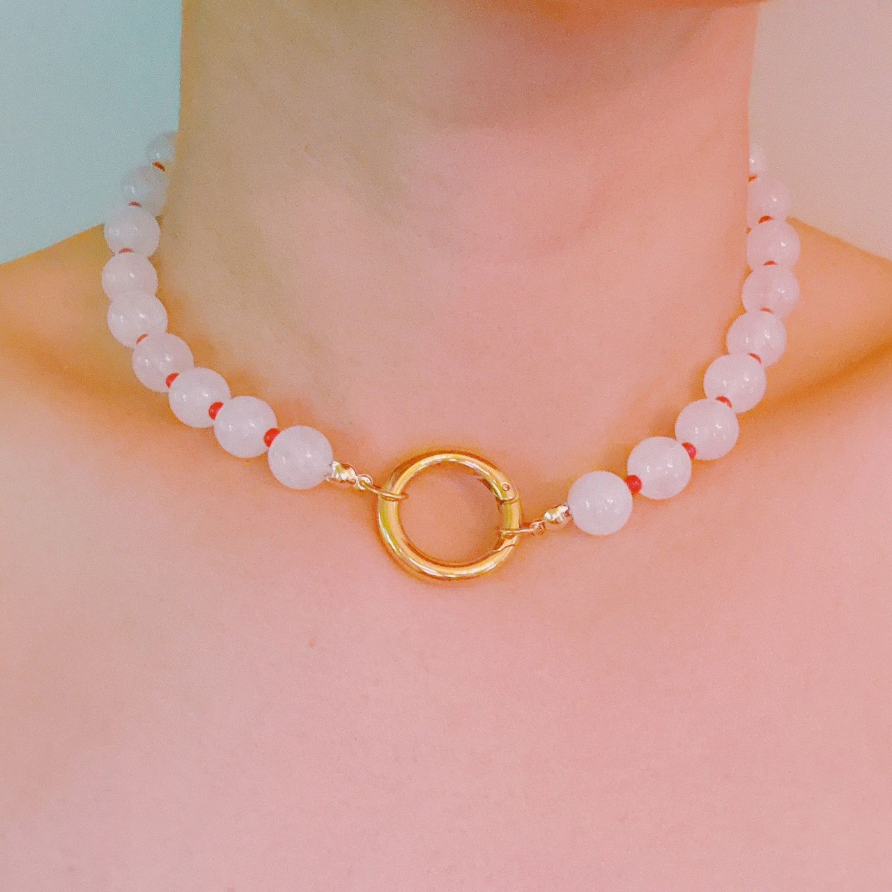 Moon Mink Stone Bead Necklace
