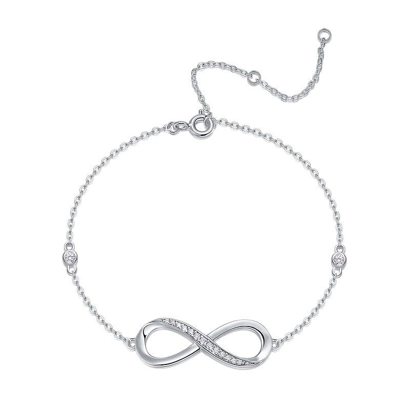 Endless Heart - Made of morganite, 925 sterling silver and platinum-plated diamonds, it is a fashionable jewelry bracelet and a luxurious silver accessory.