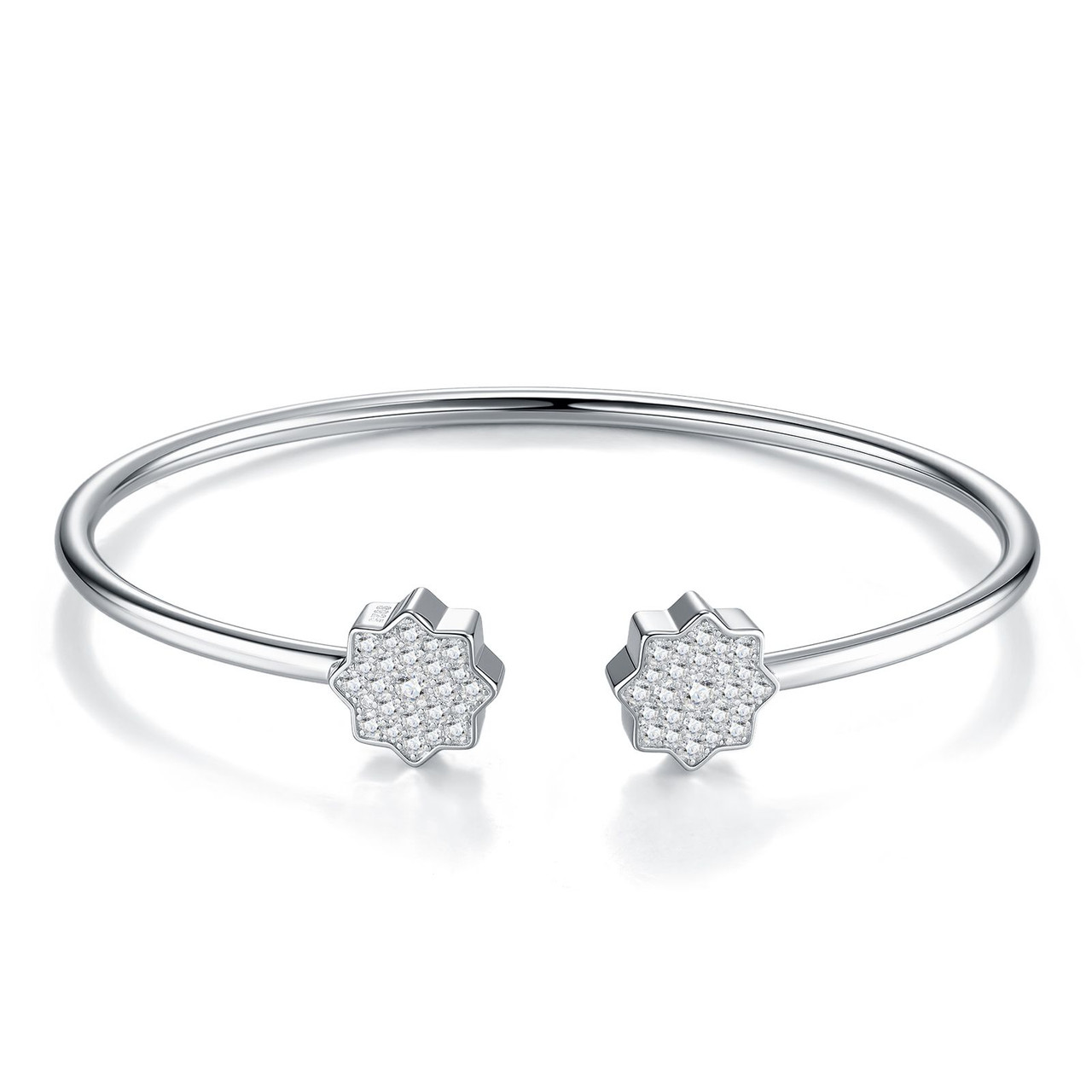 Composed of morganite, 925 sterling silver and platinum-plated diamonds, it is a fashionable jewelry bracelet and a luxurious silver accessory.