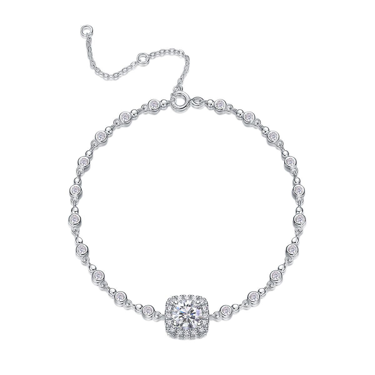 Stars Surrounding - Made of morganite, 925 sterling silver and platinum-plated diamonds, it is a fashionable jewelry bracelet and a luxurious silver accessory.