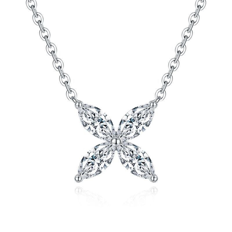 A fashionable and popular jewelry necklace pendant set, featuring Monnes stone, made of 925 silver and plated with platinum diamonds.
