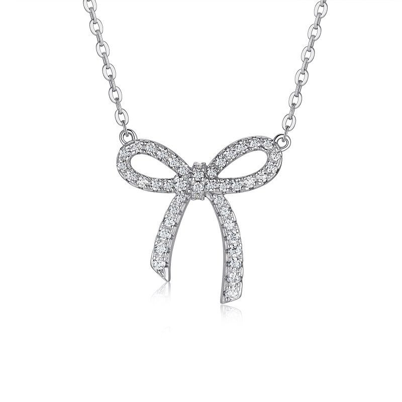 A fashionable and popular jewelry necklace pendant set, featuring Monnes stone, made of 925 silver and plated with platinum diamonds.