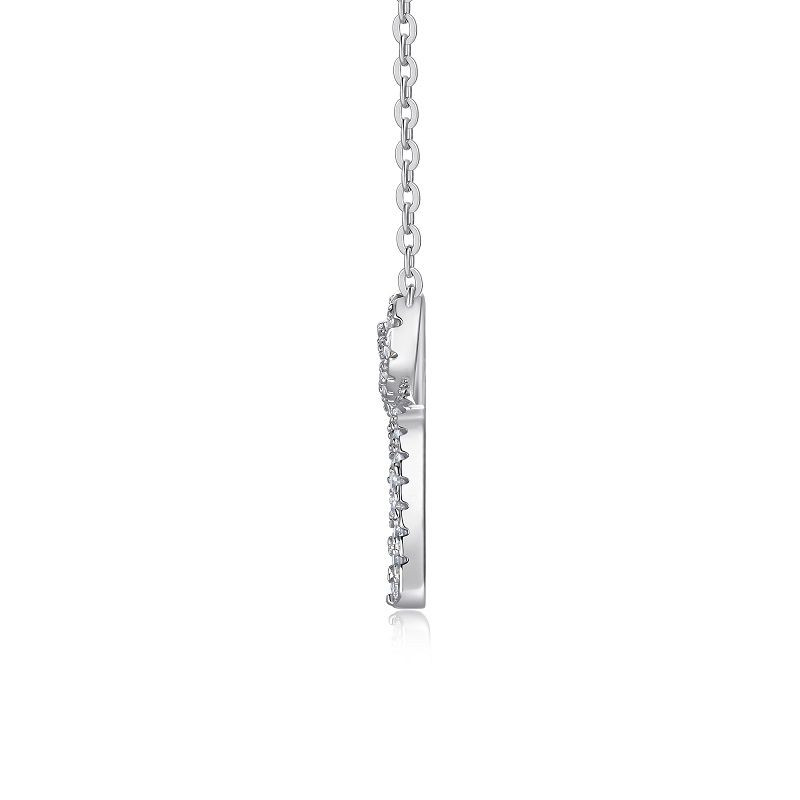 A fashionable and popular jewelry necklace pendant set, featuring Monnes stone, made of 925 silver and plated with platinum diamonds.