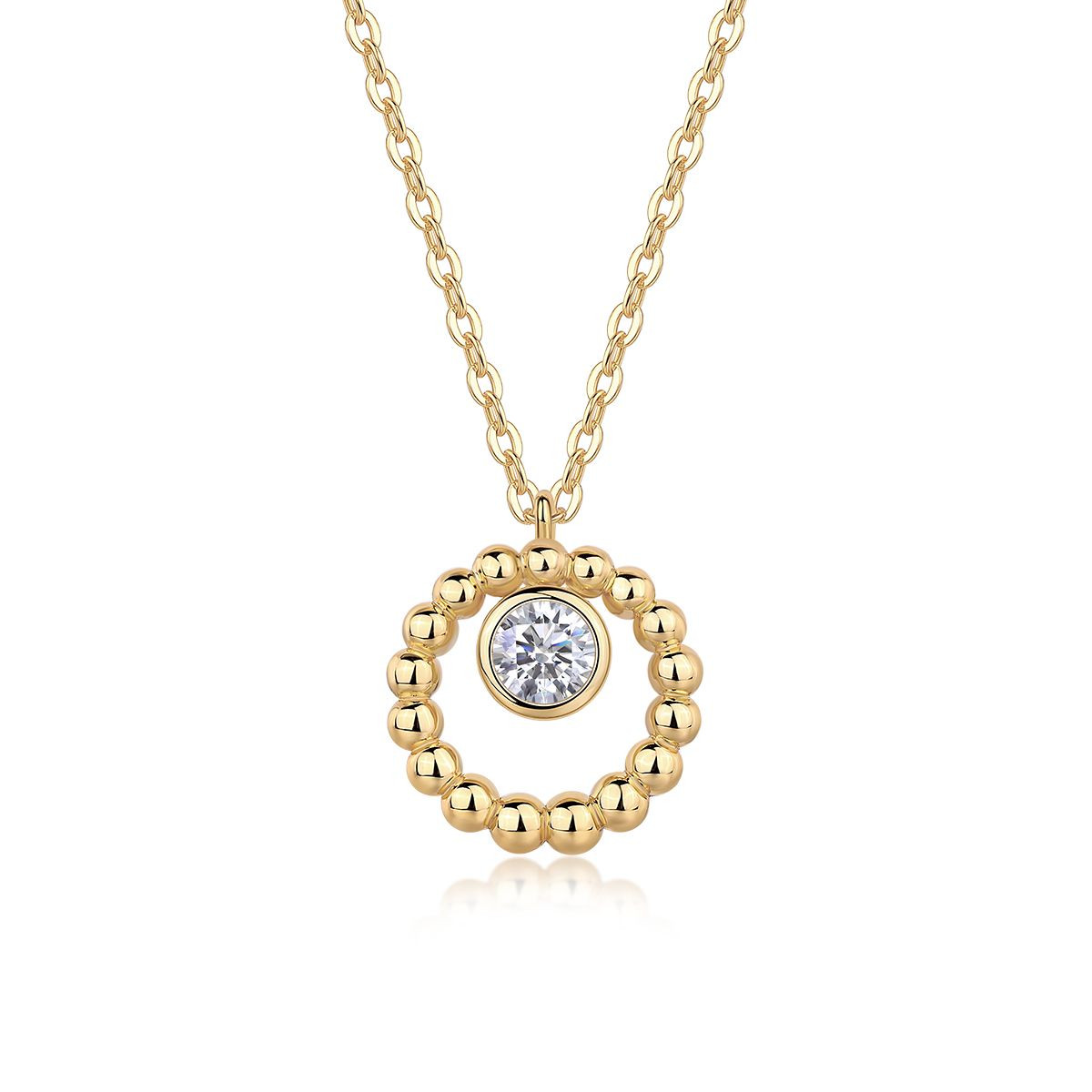 A fashionable and popular jewelry necklace pendant set, featuring Monnes stone, made of 925 silver and plated with platinum diamonds.