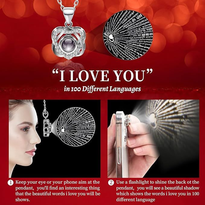 Preserved Red Real Rose with Heart I Love You Necklace -Mothers Day Gifts for Mom Her Wife Girlfriend Grandma on Valentines Mothers Day Christmas Birthday Anniversary Romantic-Red