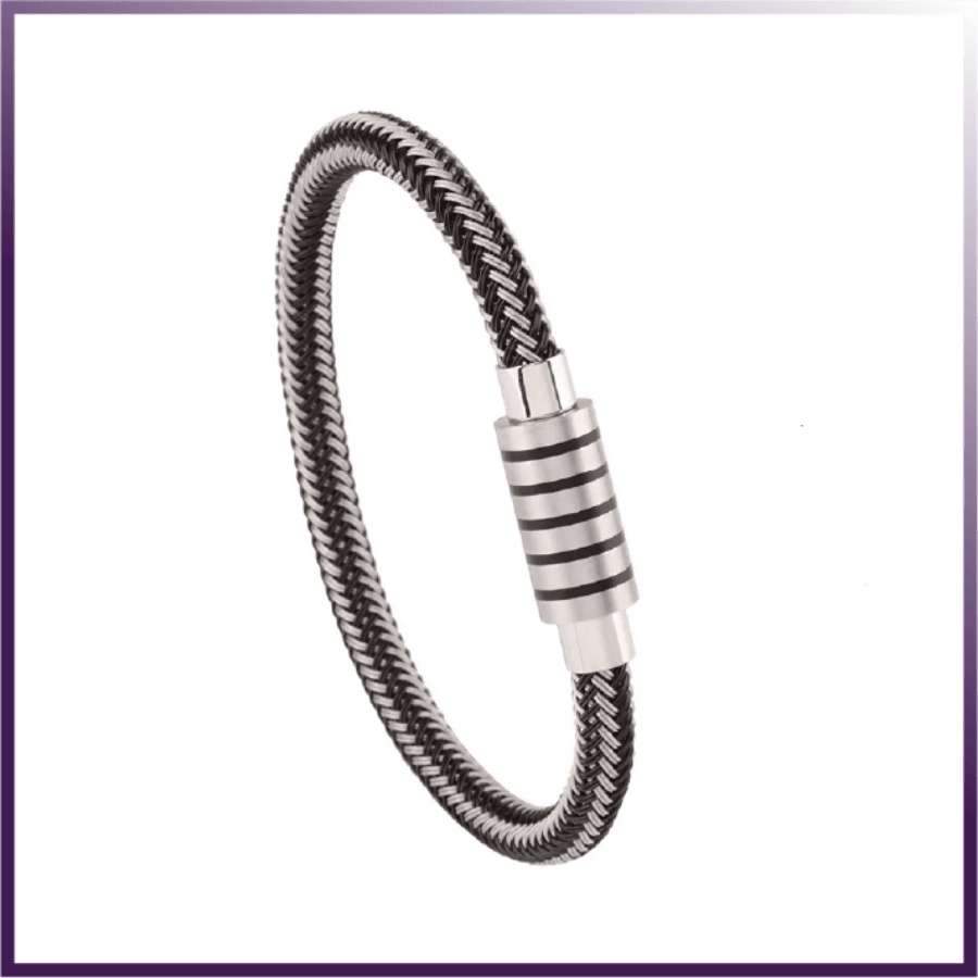 Titanium Bracelet for Him - Sleek Lightweight Magnetic Therapy Minimalist Cuff, Hypoallergenic Anti-Anxiety Healing Metallic Wristband, Perfect Jewelry Gift for Men with Easy Clasp