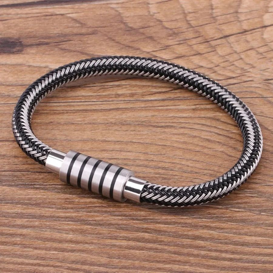 Titanium Bracelet for Him - Sleek Lightweight Magnetic Therapy Minimalist Cuff, Hypoallergenic Anti-Anxiety Healing Metallic Wristband, Perfect Jewelry Gift for Men with Easy Clasp