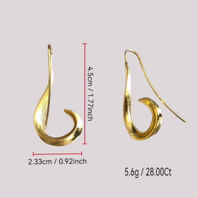 Geometric Earrings Ear Hook Golden Earrings - Unique Retro Minimalist Design, Bohemian Chic Jewelry, Perfect Travel Souvenirs