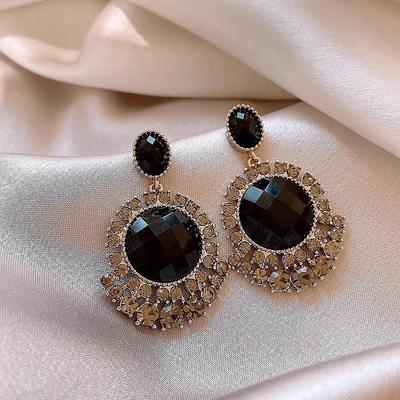 Elegant Black Enamel Square Pearl Drop Earrings for Women, 4Pcs Princess Cut Cubic Zirconia Sparkling Dangle Earrings, Luxury Vintage Formal Wedding Party Jewelry Gift