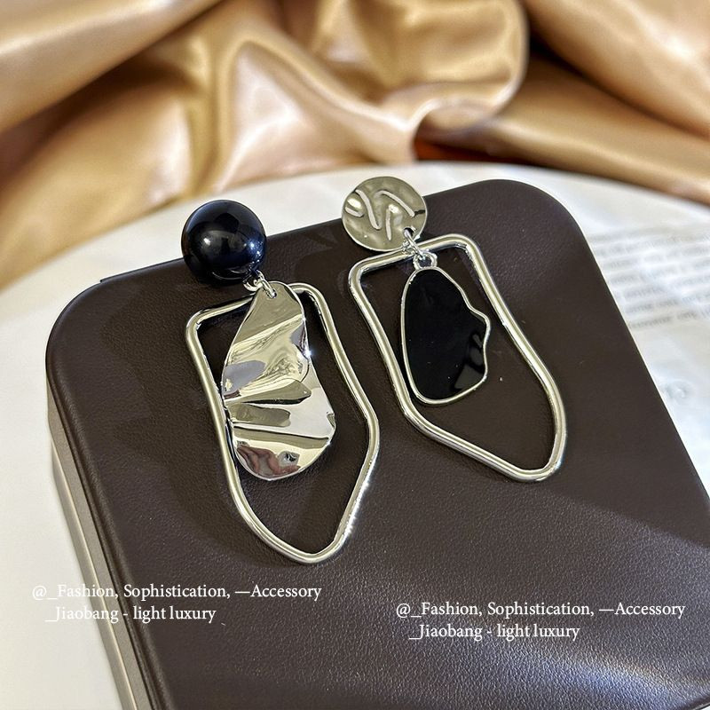 Elegant Black Enamel Square Pearl Drop Earrings for Women, 4Pcs Princess Cut Cubic Zirconia Sparkling Dangle Earrings, Luxury Vintage Formal Wedding Party Jewelry Gift