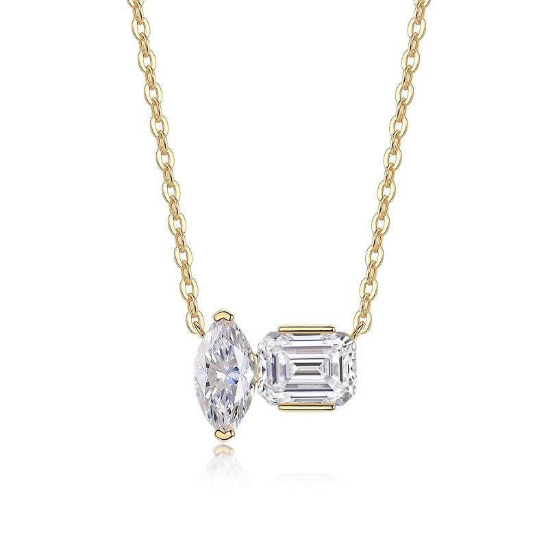 A fashionable and popular jewelry necklace pendant set, featuring Monnes stone, made of 925 silver and plated with platinum diamonds