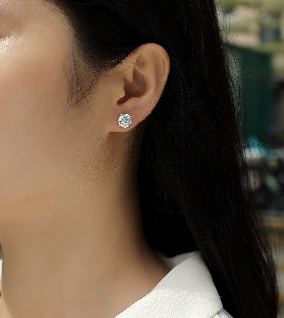 Pure Love - Fashion Earring Set made of 2-carat Moissanite and s925 sterling silver, a simple and versatile silver accessory