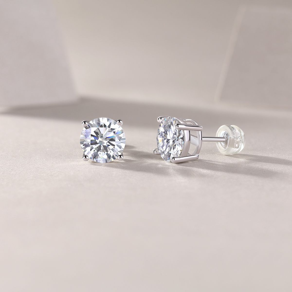 Pure Love - Fashion Earring Set made of 2-carat Moissanite and s925 sterling silver, a simple and versatile silver accessory