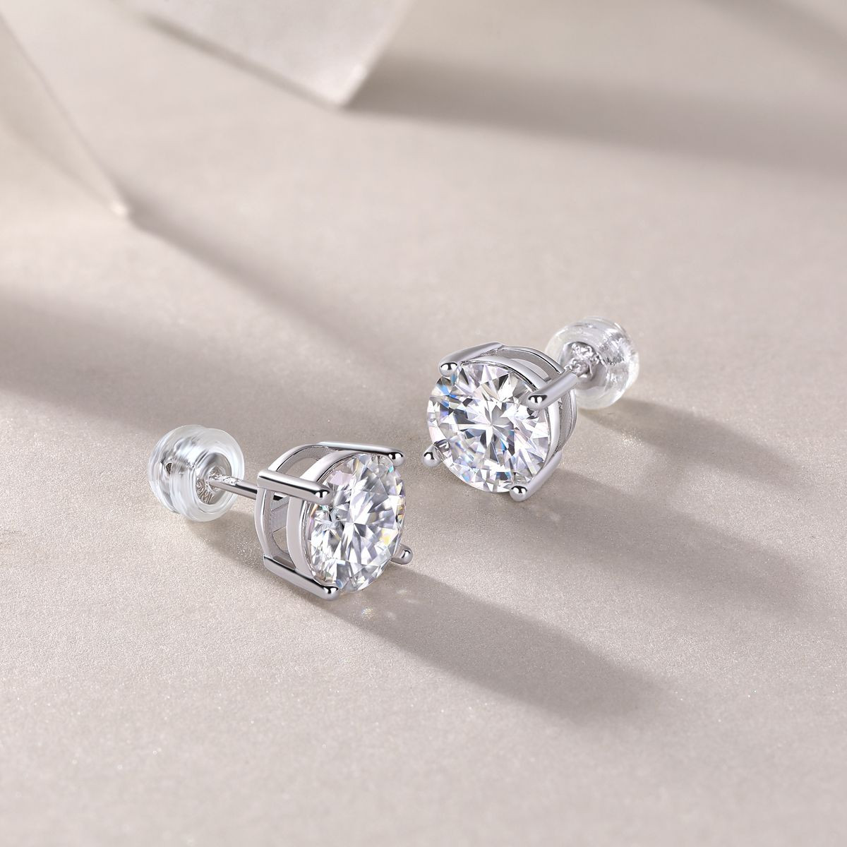 Pure Love - Fashion Earring Set made of 2-carat Moissanite and s925 sterling silver, a simple and versatile silver accessory