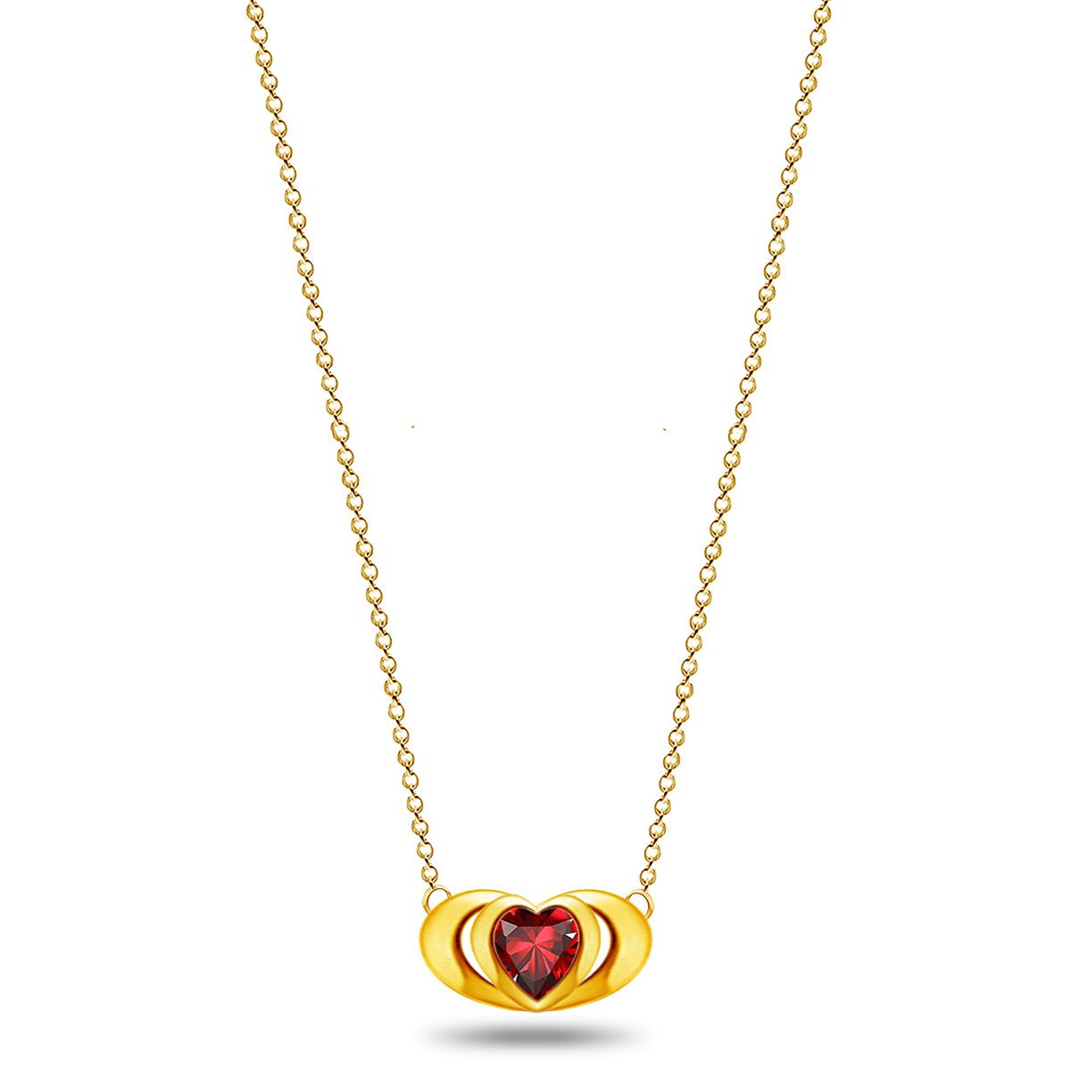 Emma Manor 18k Gold Plated Mini Double Love Heart Pendant Necklace for Women