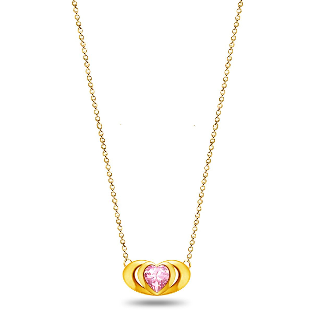 Emma Manor 18k Gold Plated Mini Double Love Heart Pendant Necklace for Women